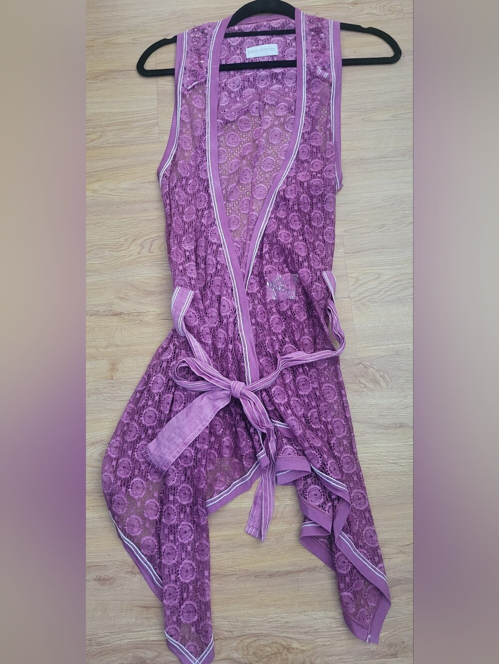 Beate Heymann Purple Lace Long Vest / Duster - Size 36